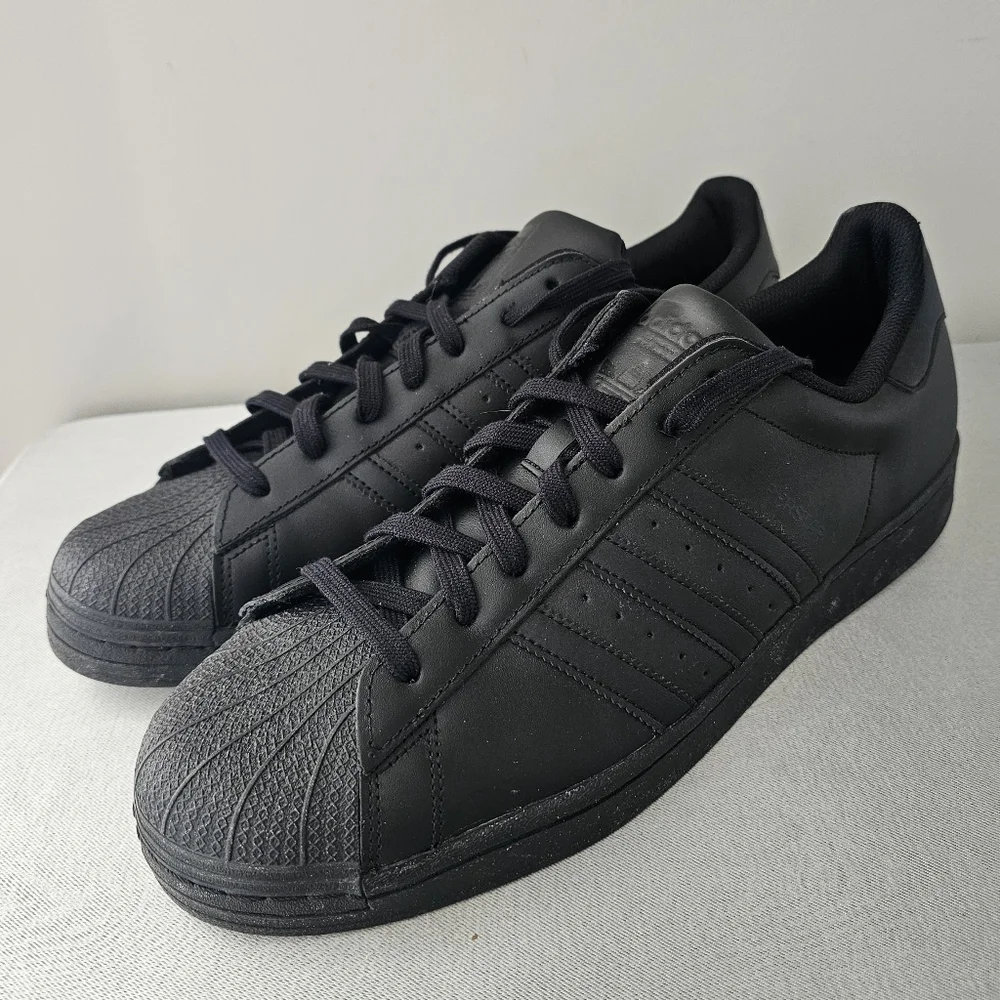 ADIDAS Superstar Mens All Black Sneakers Size 13
